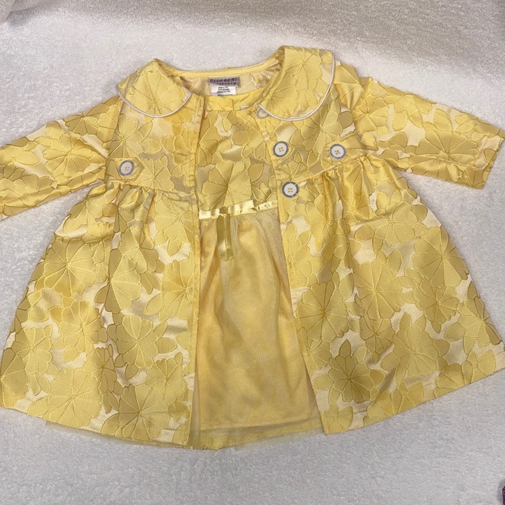 Blueberri boulevard Yellow Floral Baby Dress and matching coat Easter 2t
